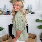 Johns Olive Split Neck Top Entro