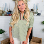 Johns Olive Split Neck Top Entro