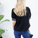 Johns Black Dotty Trim Top Entro