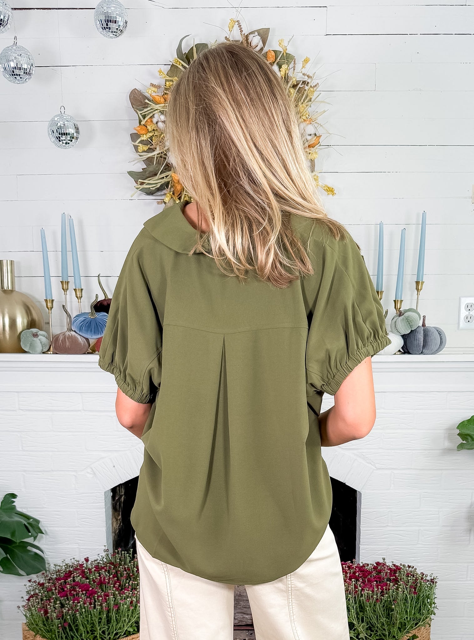 Johnson Olive Popover Top Entro