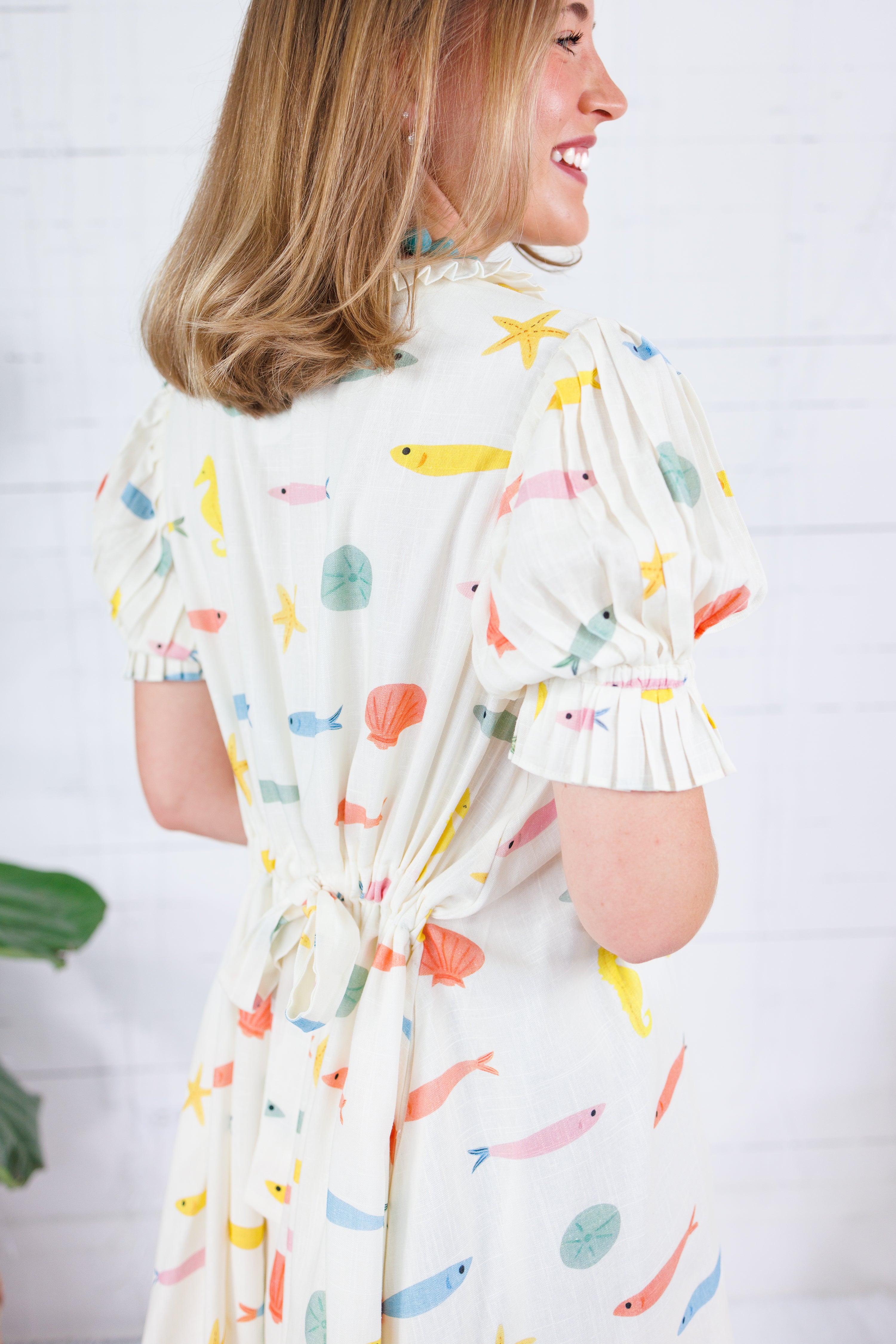 Jonah Ivory Fishy Pleat Back Dress Karlie