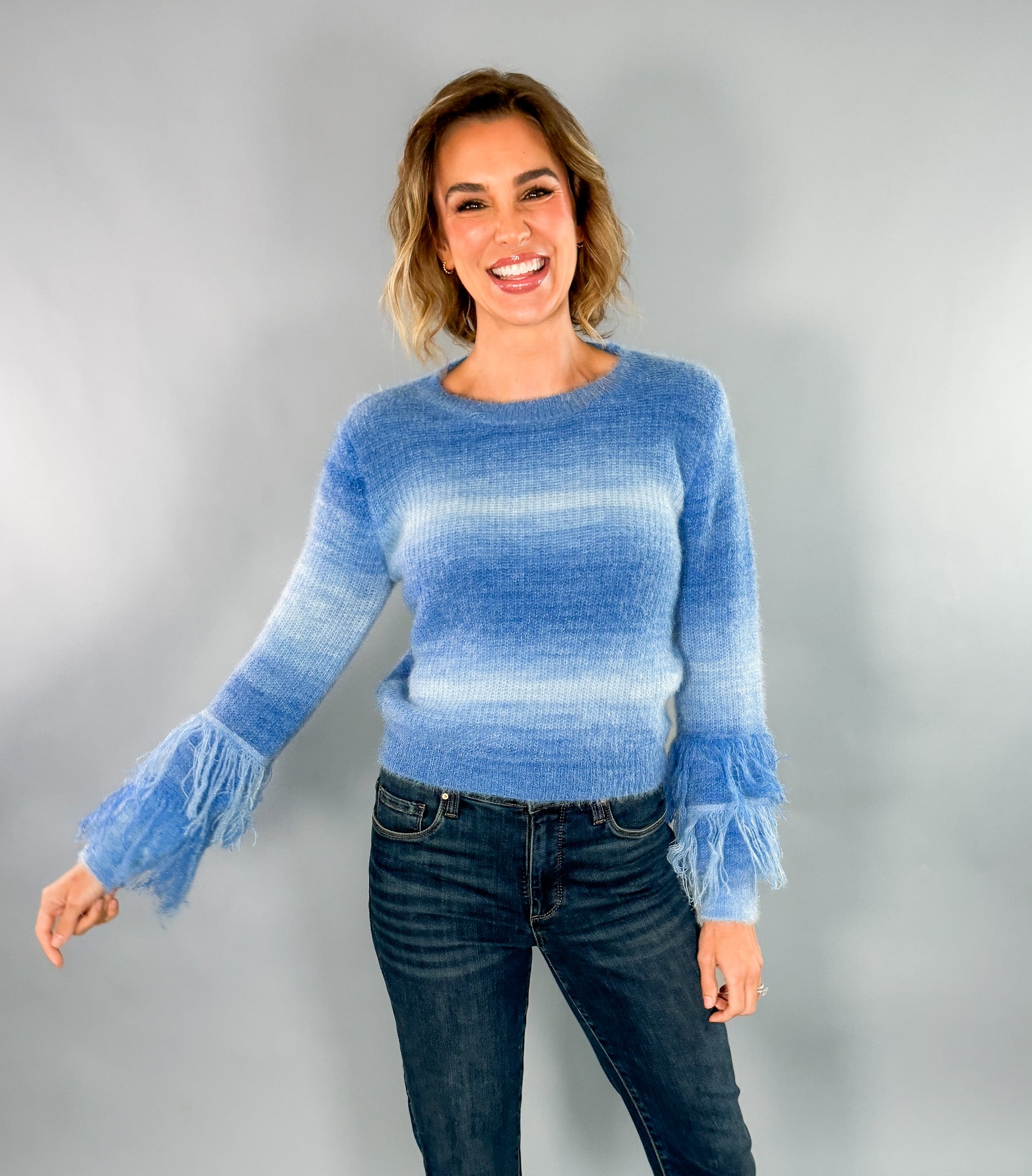 Jordan Blue Skies Fuzzy Sweater Molly Bracken