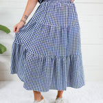 Jordan Navy Gingham Maxi Skirt Entro