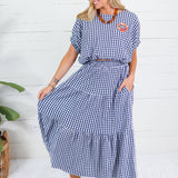 Jordan Navy Gingham Maxi Skirt Entro