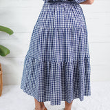Jordan Navy Gingham Maxi Skirt Entro