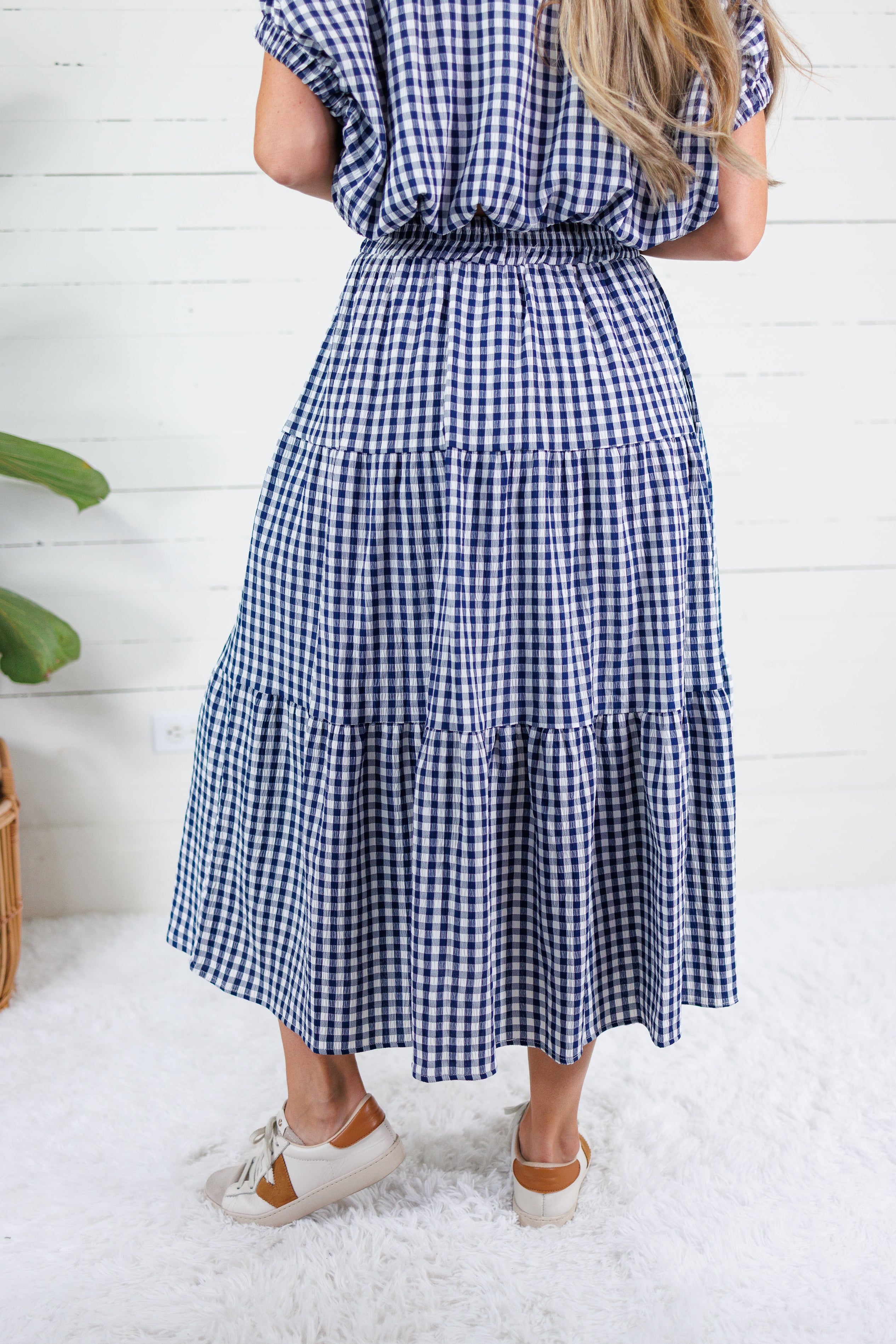 Jordan Navy Gingham Maxi Skirt Entro