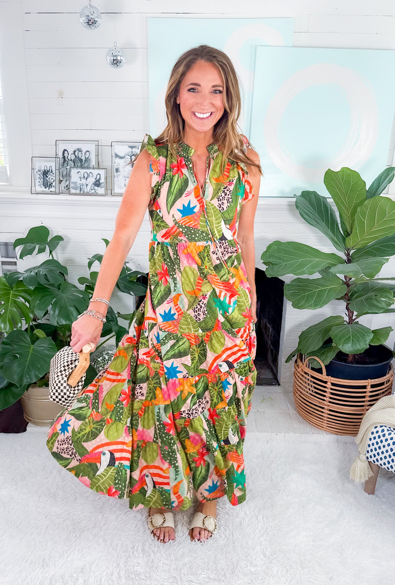 Josie Pink Jungle Maxi Dress Briton Court