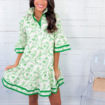 Joy Green Toile Mini Dress Entro