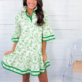 Joy Green Toile Mini Dress Entro