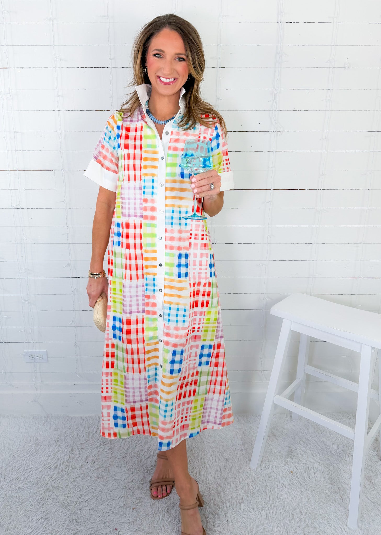 Jules Candy Plaid Maxi Dress Entro