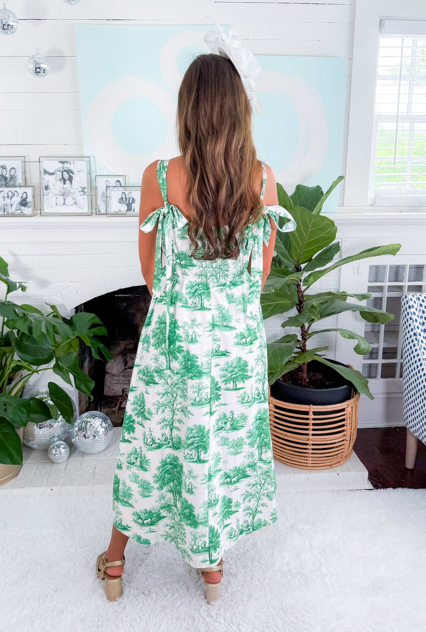 Juli Anna Eden Green Toile Midi Dress Prosperina