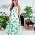 Juli Anna Eden Green Toile Midi Dress Prosperina