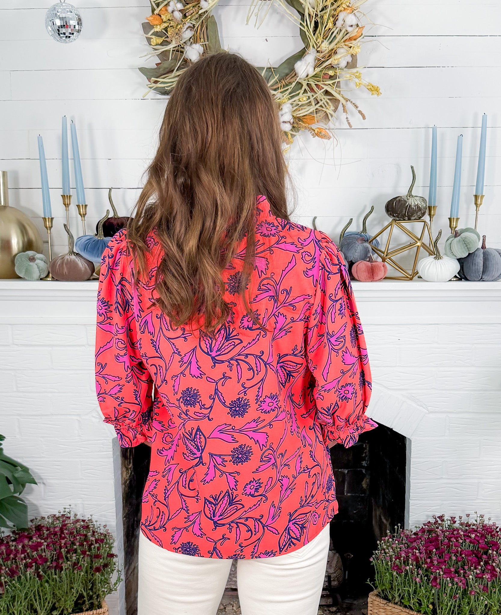 Julie Coral Toile Tulip Top Mary Square