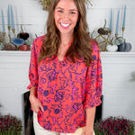 Julie Coral Toile Tulip Top Mary Square