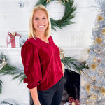 Juliet Cranberry Crushed Velvet Top Michelle McDowell