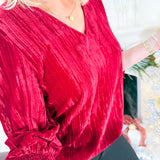 Juliet Cranberry Crushed Velvet Top Michelle McDowell