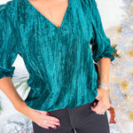 Juliet Emerald Crushed Velvet Top Michelle McDowell