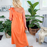 Juliette Melon One Shoulder Maxi Dress Double A the Brand