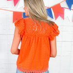 Julius Orange Eyelet Top