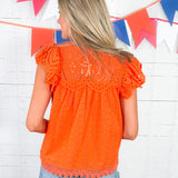 Julius Orange Eyelet Top