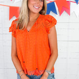 Julius Orange Eyelet Top