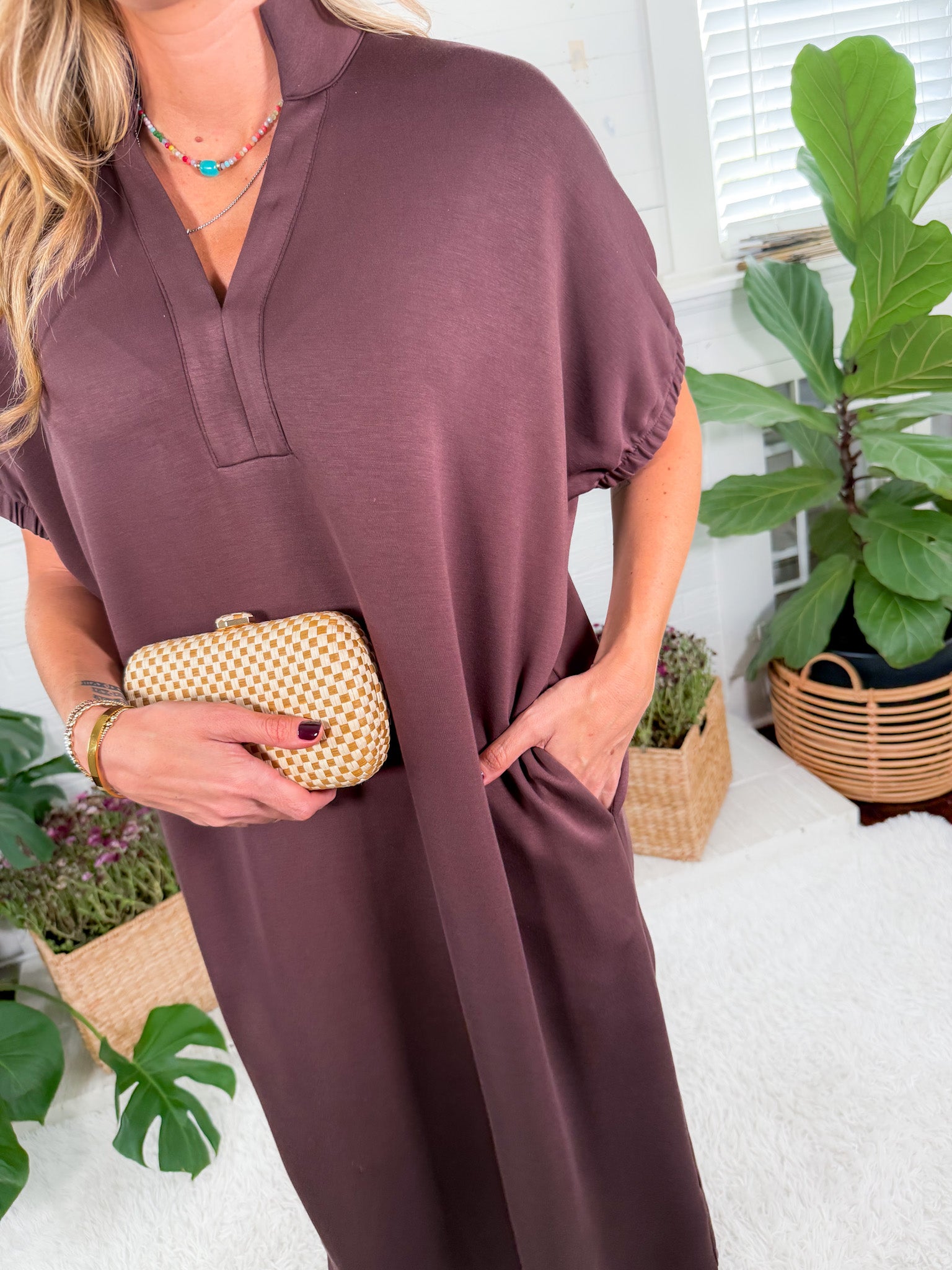 June Espresso Shift Maxi Dress Entro