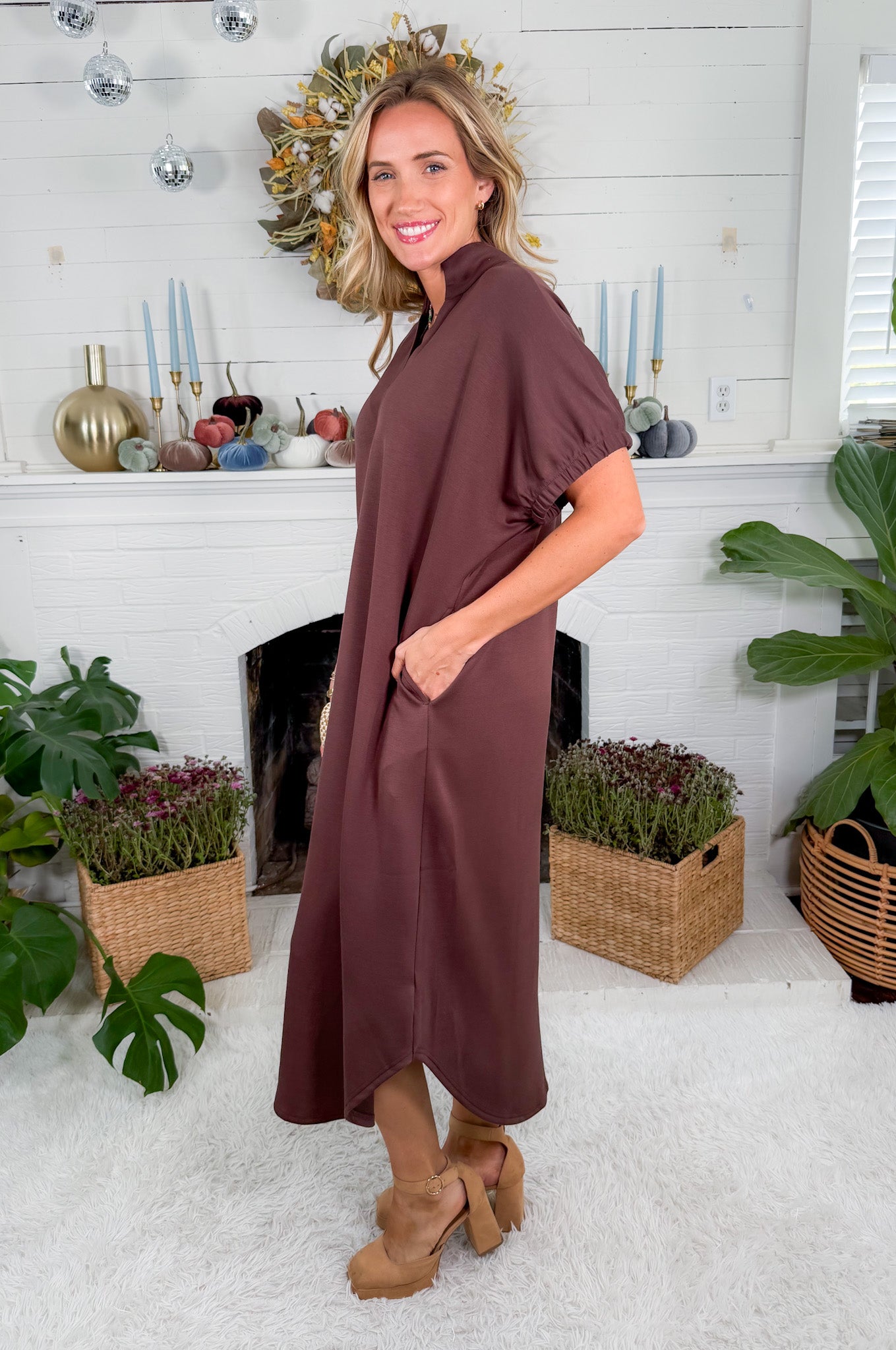 June Espresso Shift Maxi Dress Entro