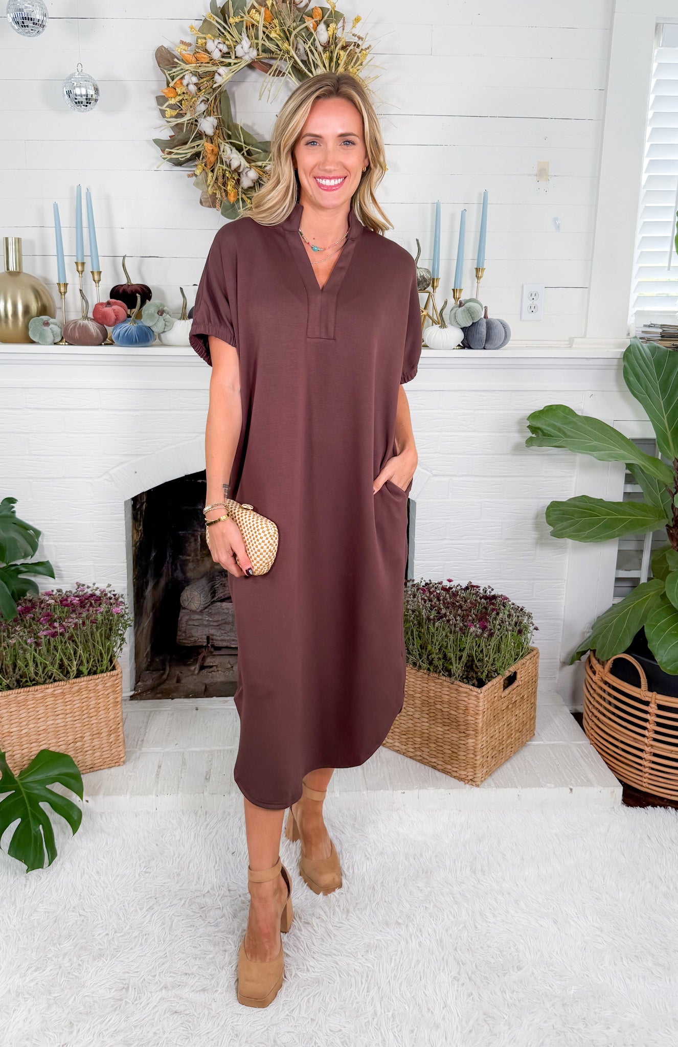 June Espresso Shift Maxi Dress Entro