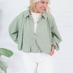 Juniper Olive Gingham Bomber Jacket Entro