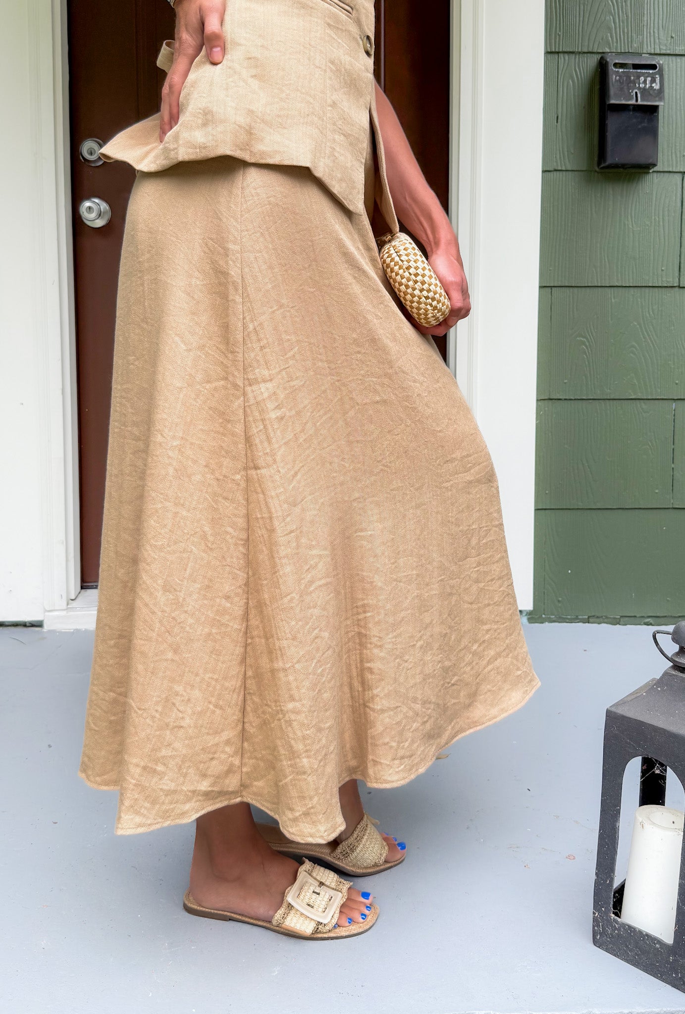 Kairi Flax Midi Skirt Lucy Paris