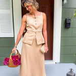 Kairi Flax Midi Skirt Lucy Paris