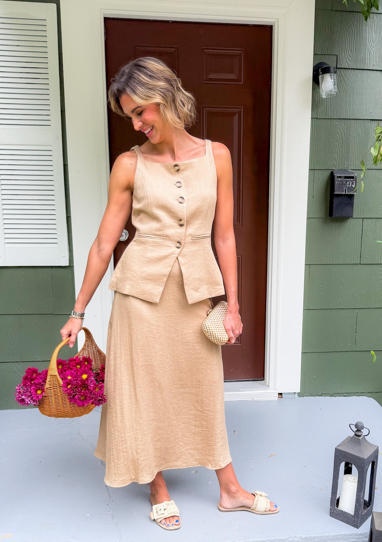 Kairi Flax Midi Skirt Lucy Paris