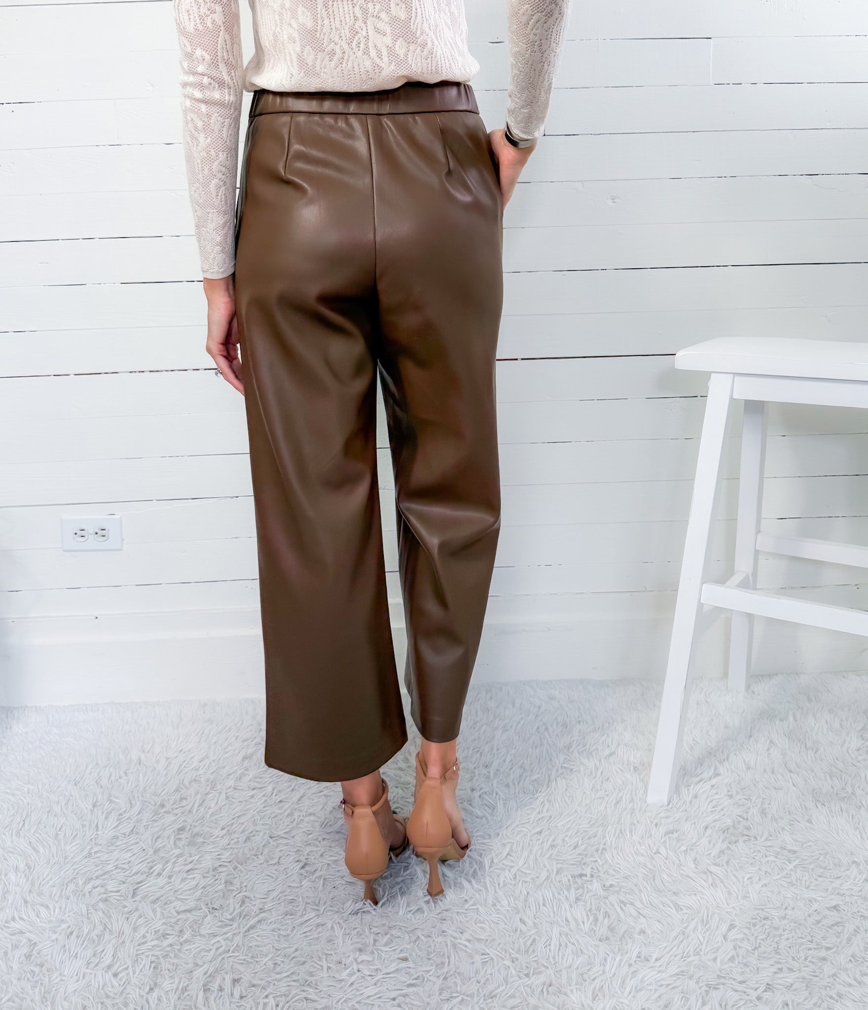 Karen Brown Faux Leather Cropped Pant Lucy Paris