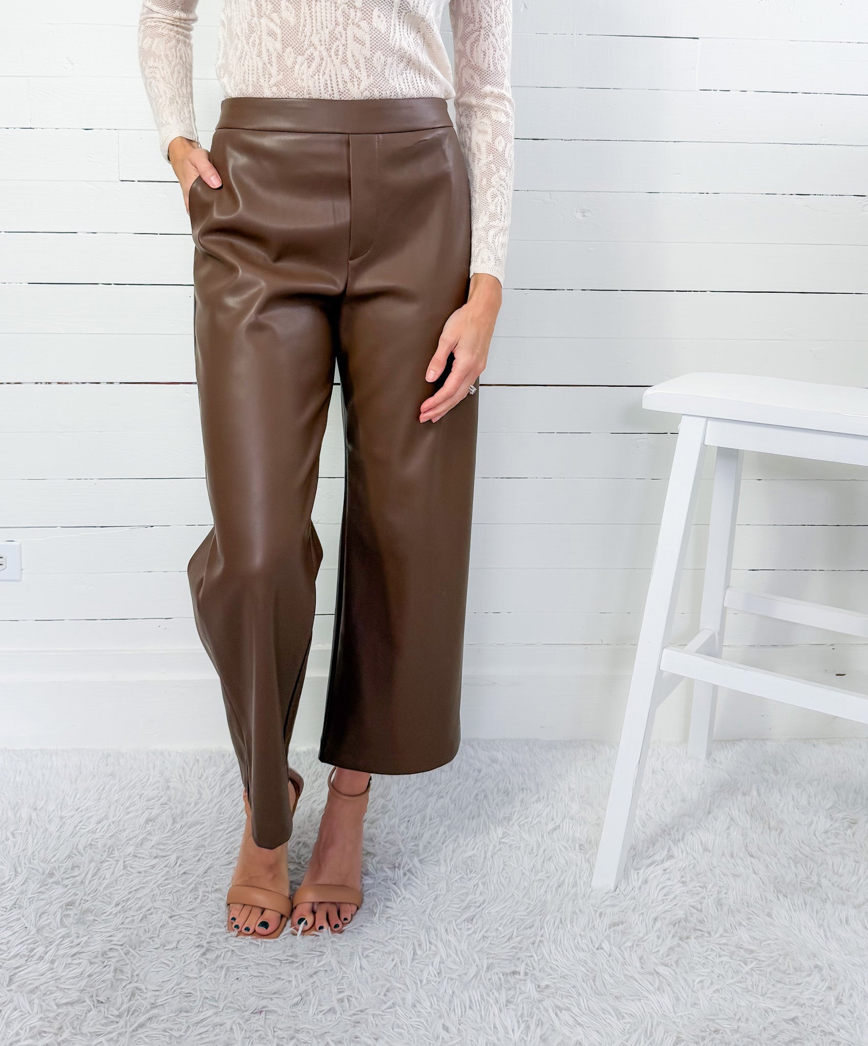Karen Brown Faux Leather Cropped Pant Lucy Paris