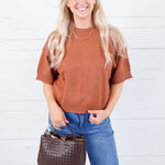 Katelyn Camel Relaxed Elbow Sleeve Sweater Glam
