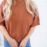 Katelyn Camel Relaxed Elbow Sleeve Sweater Glam