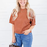 Katelyn Camel Relaxed Elbow Sleeve Sweater Glam
