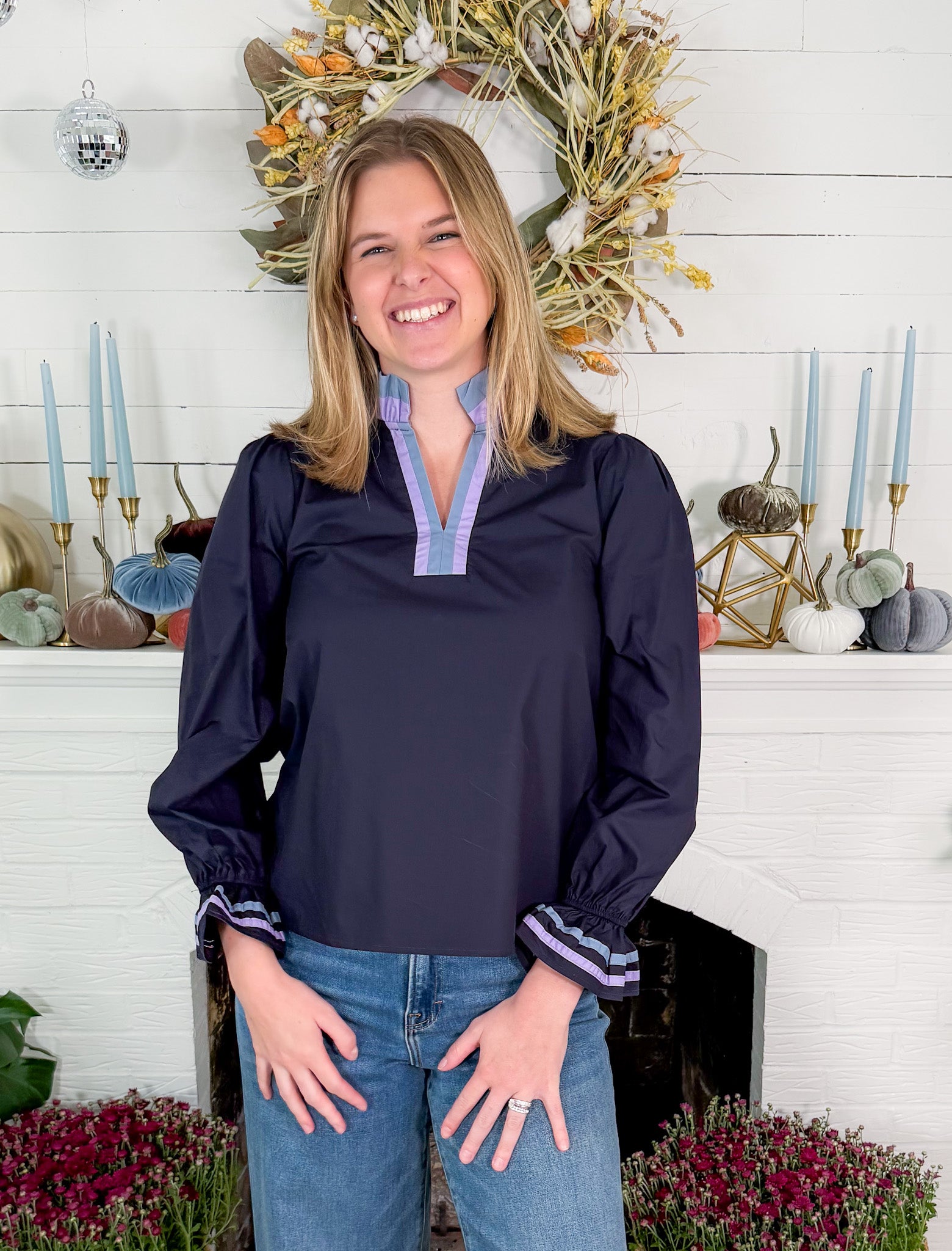 Kathleen Navy Top Jodifl