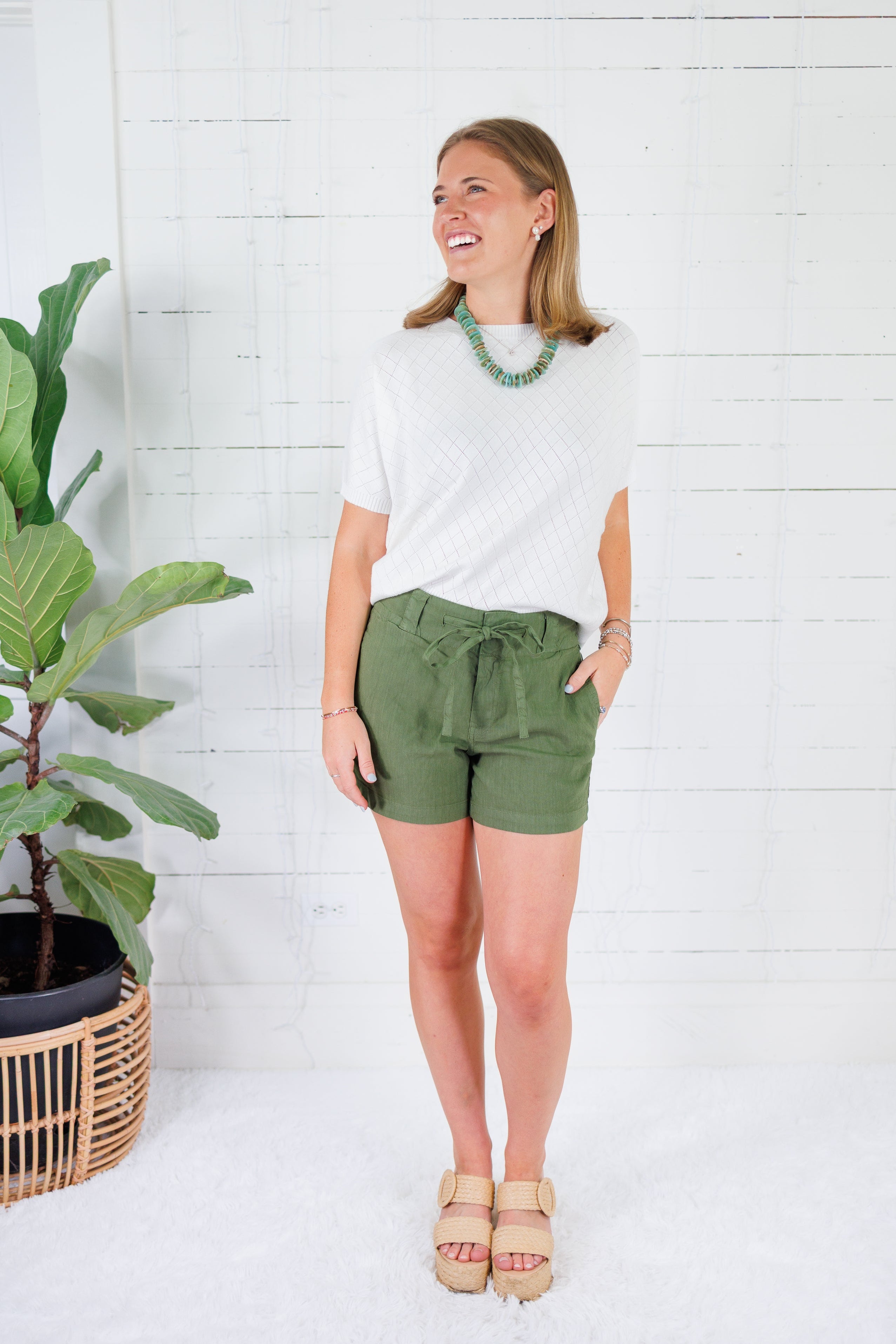 Katie Dill Linen Drawstring Shorts KUT