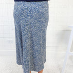 Katie Dusty Blue Pin Flower Slip Skirt Be Cool