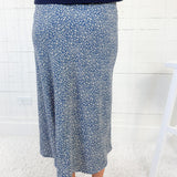 Katie Dusty Blue Pin Flower Slip Skirt Be Cool