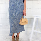 Katie Dusty Blue Pin Flower Slip Skirt Be Cool