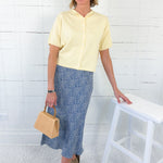 Katie Dusty Blue Pin Flower Slip Skirt Be Cool