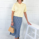 Katie Dusty Blue Pin Flower Slip Skirt Be Cool