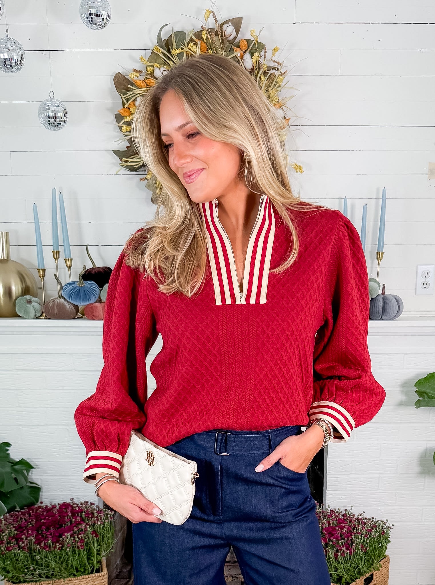Keeler Burgundy Quarter Zip Top Jodifl