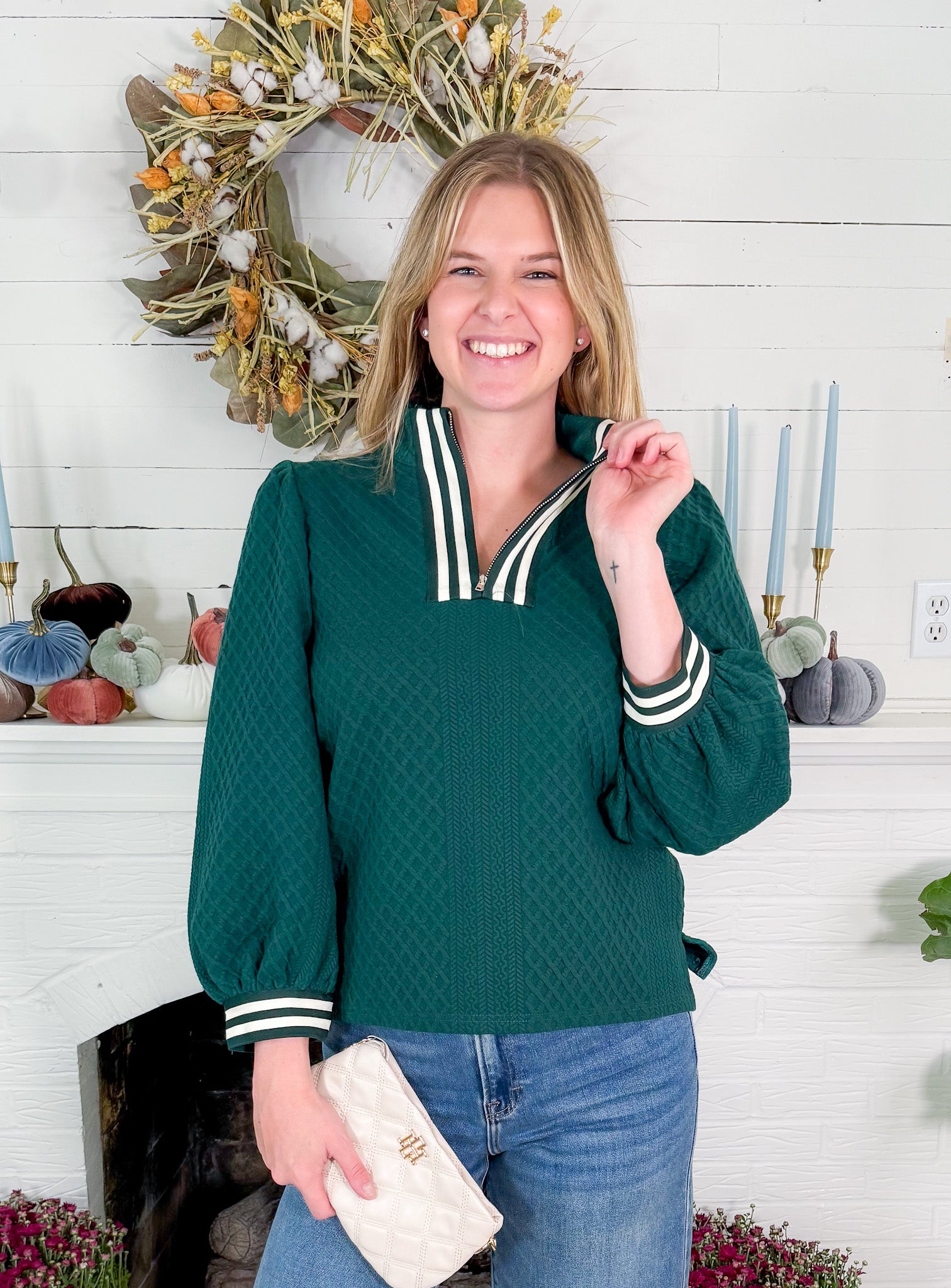 Keeler Hunter Green Quarter Zip Top Jodifl 