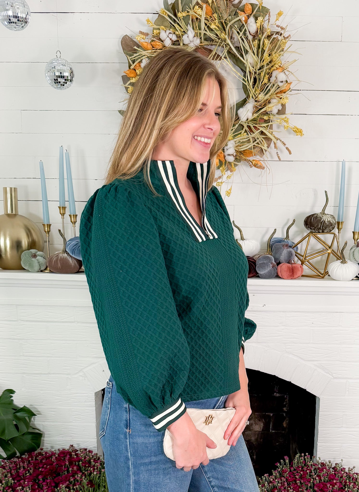 Keeler Hunter Green Quarter Zip Top Jodifl 