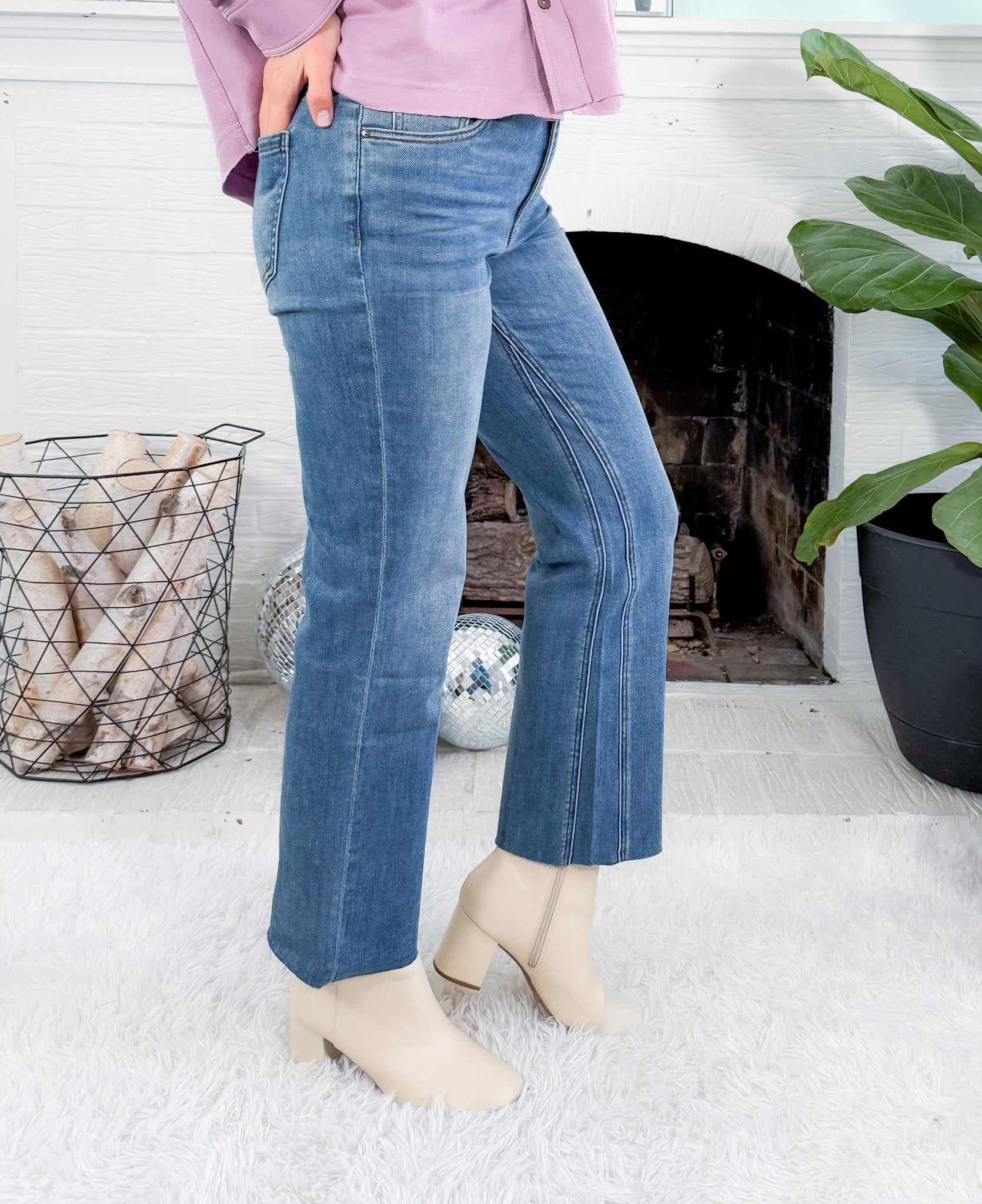 Kelsey Brace High Rise Inset Ankle Flare Jean KUT