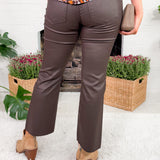 Kelsey Chocolate Coated High Rise Ankle Flare Raw Hem Jean KUT
