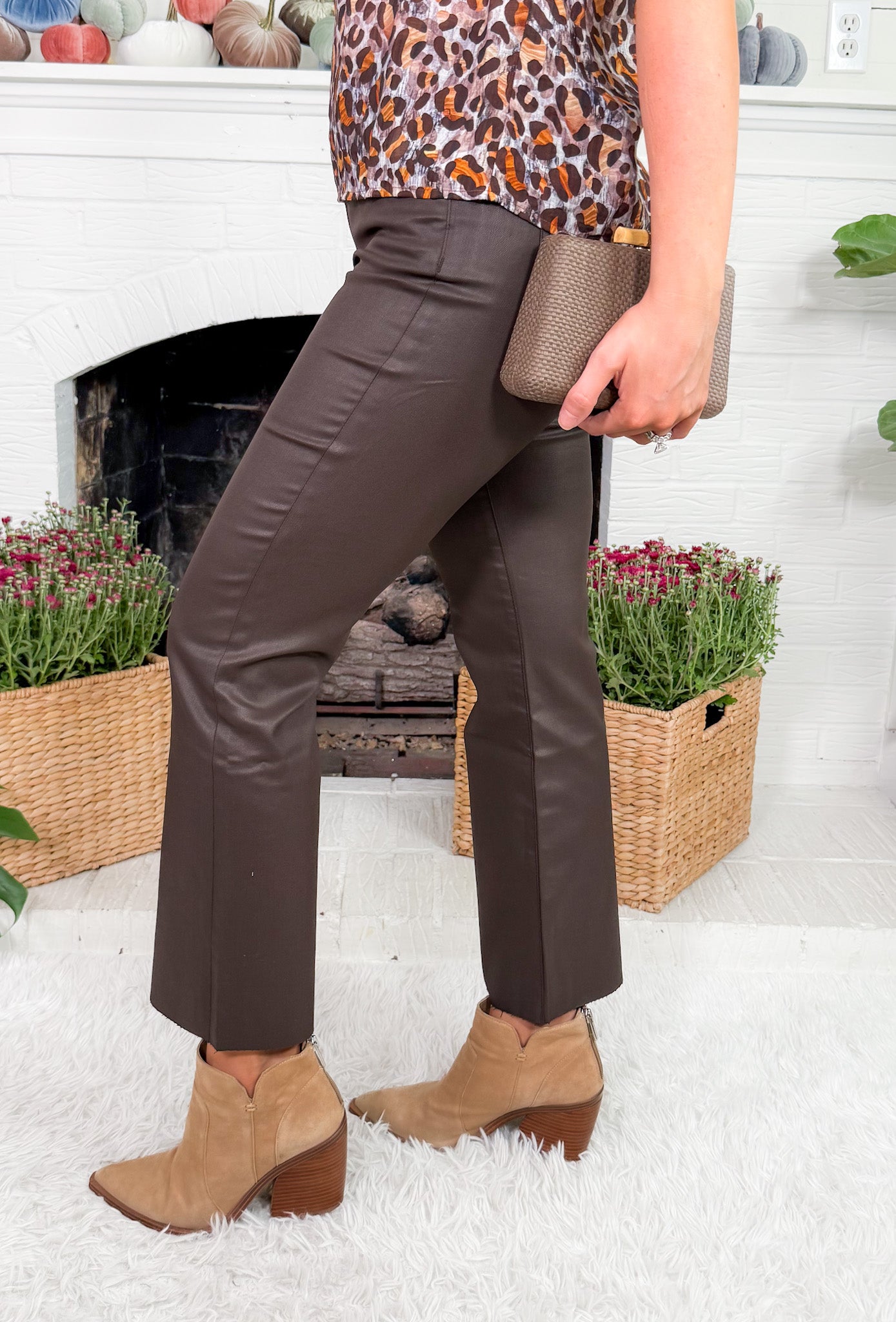 Kelsey Chocolate Coated High Rise Ankle Flare Raw Hem Jean KUT